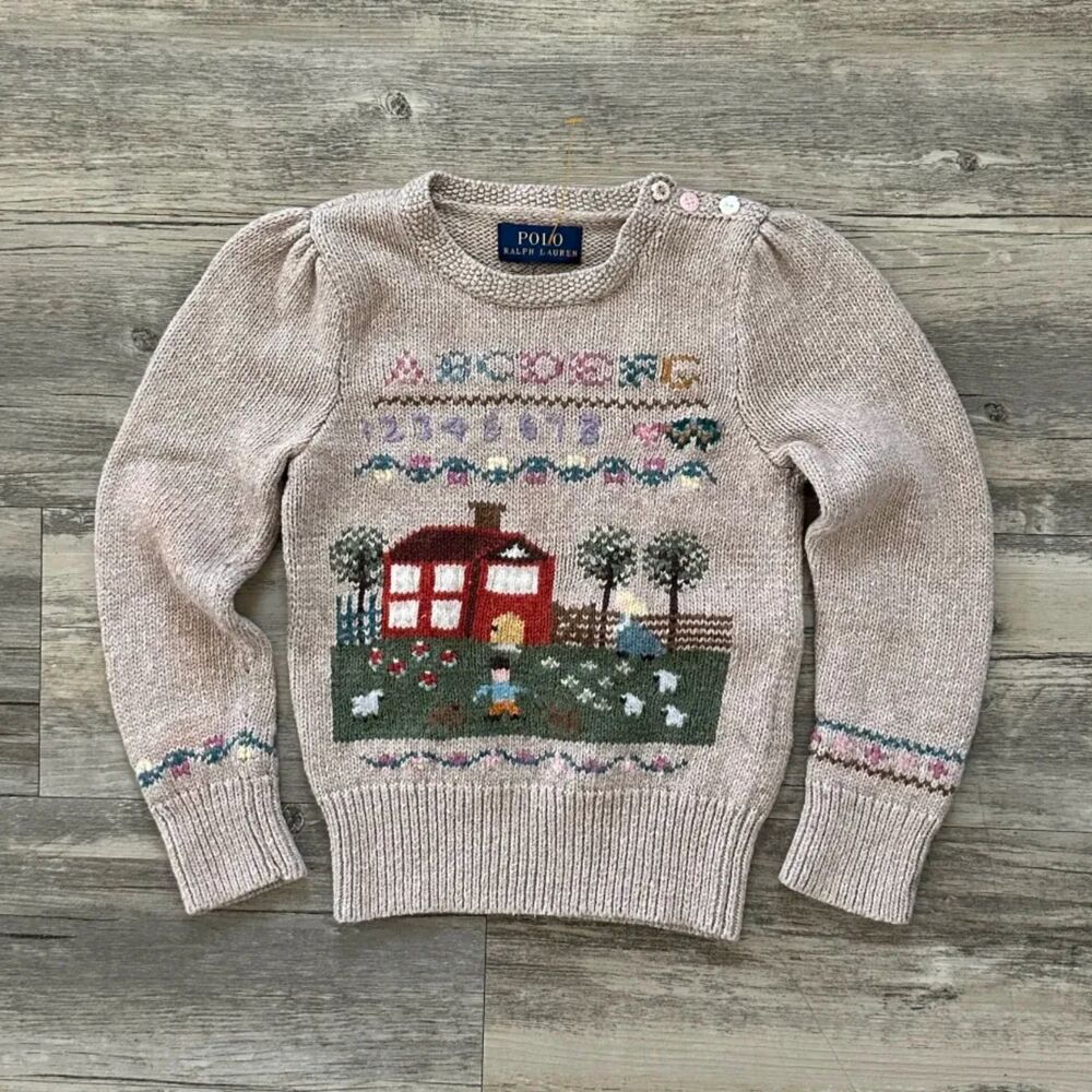 Polo Ralph Lauren Sampler Schoolhouse Knit Kids Sweater
